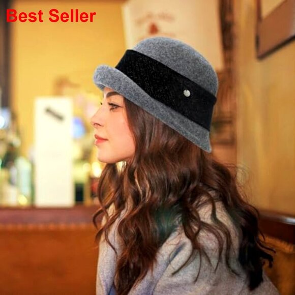 Vintage Wool Fedora Cloche Hat Packable Winter Accessory